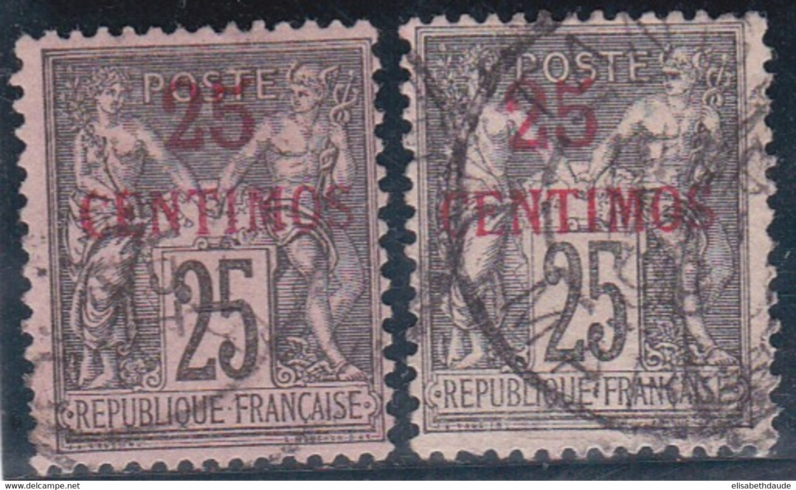 MAROC - SAGE - YVERT N° 5+5a OBLITERES  - COTE = 32 EUR - Used Stamps