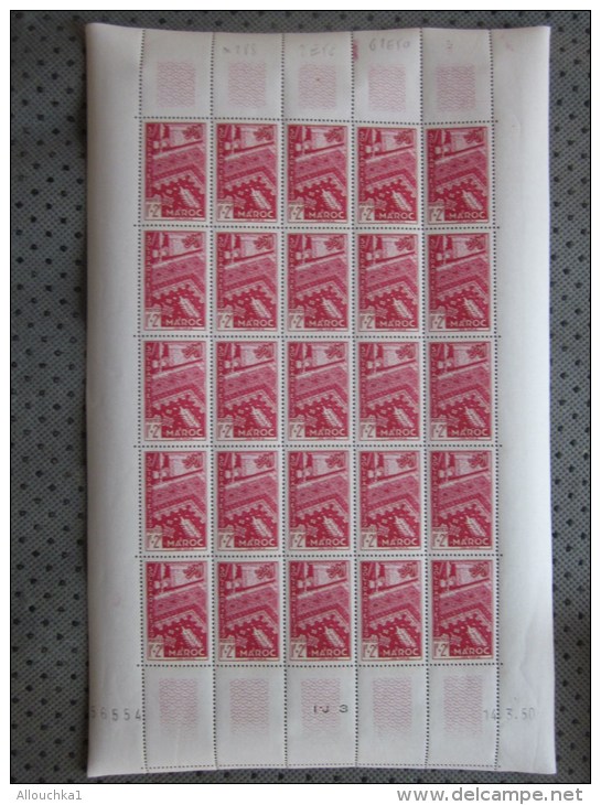 MAROC Ex Protectorat Français  Feuille 25 Timbres **  Coin Daté N° 288 Y/T  C/62 € Sheet Of 25 Stamps Rating:€ 62 - Neufs