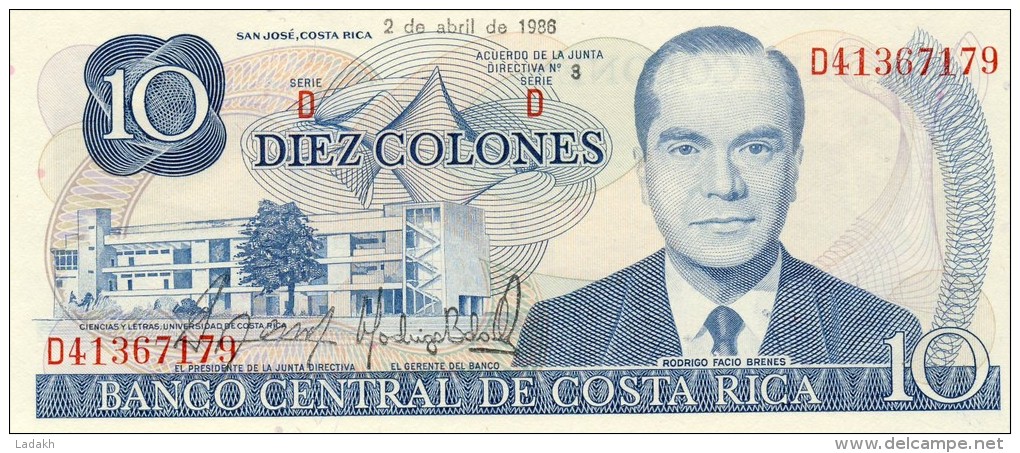 BILLET # COSTA -RICA # 1986 # DIX COLONES # PICK 240 # NEUF # - Costa Rica