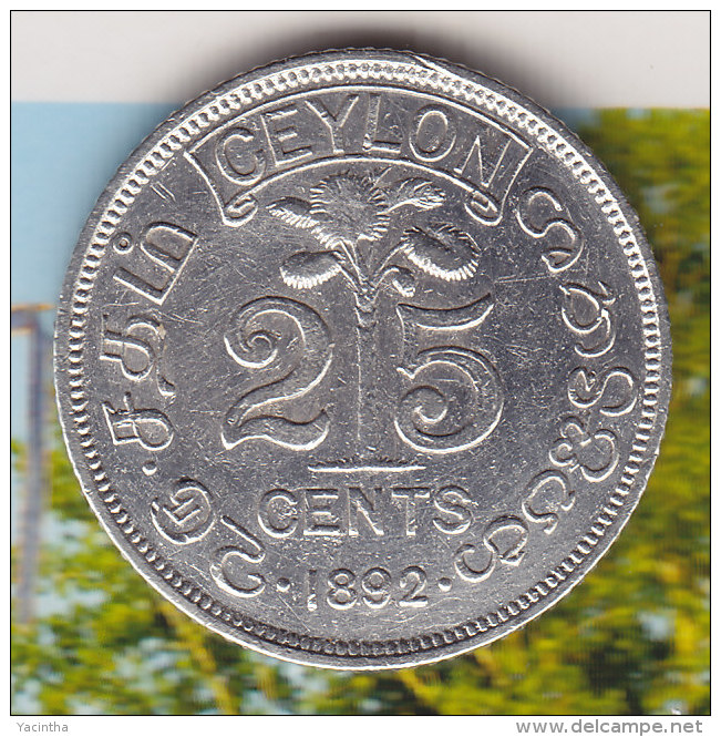 @Y@    Sri Lanka / Ceylon  25 Cents 1892  (2319) - Sri Lanka