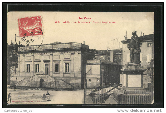 CPA Albi, Le Tribunal Et Statue Lapeyrouse - Albi