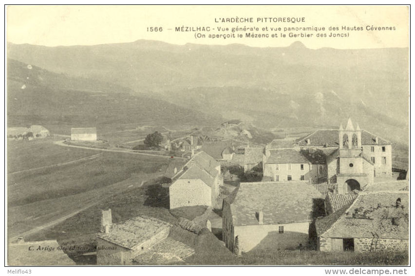 07/CPA - Mézilhac - Vue Générale Et Vue Panoramique Des Hautes Cévennes - Autres & Non Classés