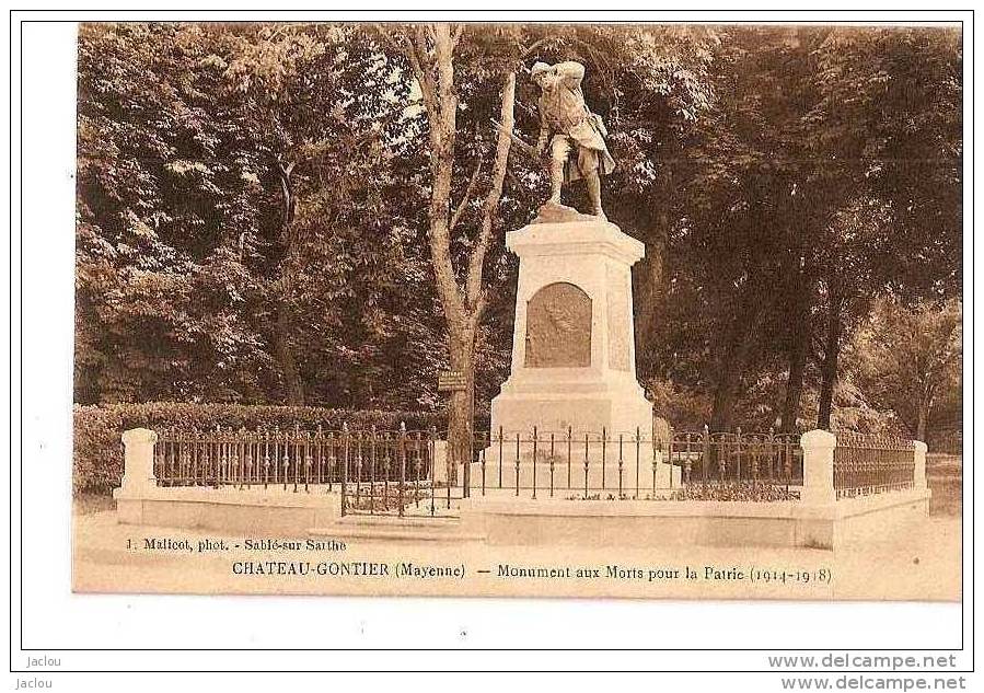 CHATEAU  GONTIER MONUMENT AUX MORTS POUR LA PATRIE 1914 REF 15304 - Kriegerdenkmal