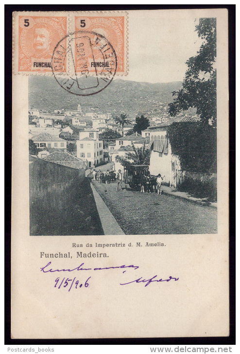 FUNCHAL / MADEIRA / PORTUGAL Postal Tipo Recordação Rua Imperatriz D.M.Amélia.Carro De Bois Para Transporte.Old Postcard - Madeira