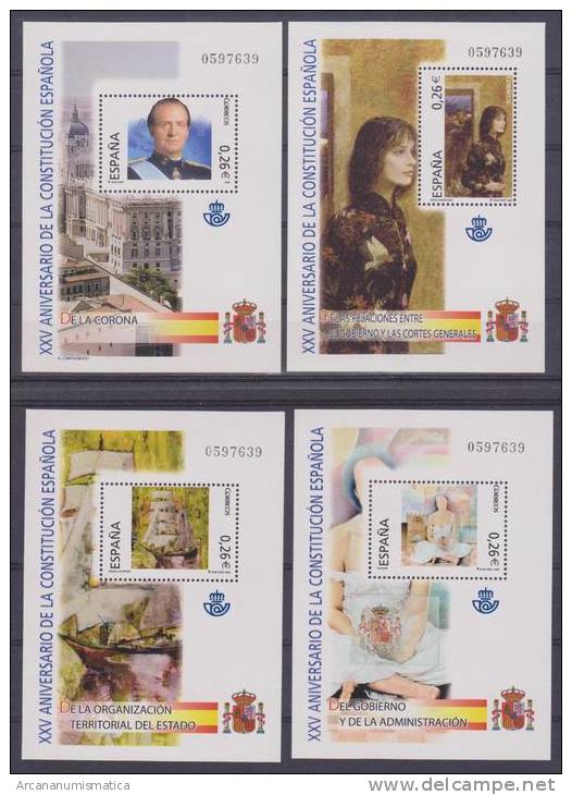 ESPAÑA / SPAIN  2.003 2003 "XXV ANIVERSARIO DE LA CONSTITUCIÓN ESPAÑOLA" 10 Blocks De 0,26€ Nuevos S-307 - Hojas Conmemorativas