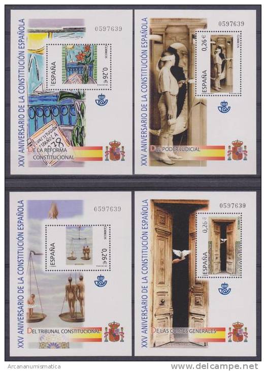 ESPAÑA / SPAIN  2.003 2003 "XXV ANIVERSARIO DE LA CONSTITUCIÓN ESPAÑOLA" 10 Blocks De 0,26€ Nuevos S-307 - Hojas Conmemorativas