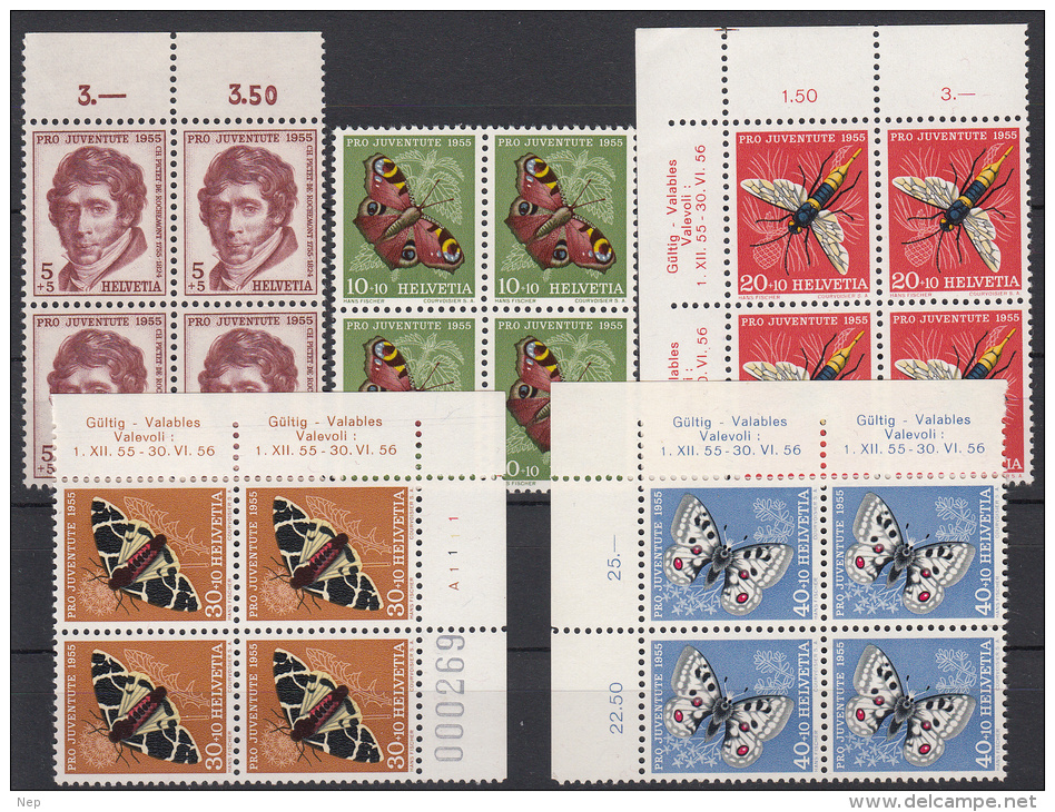 ZWITSERLAND - Michel - 1955 - Nr 618/22 (Blok/Bloc 4) - MNH** - Unused Stamps