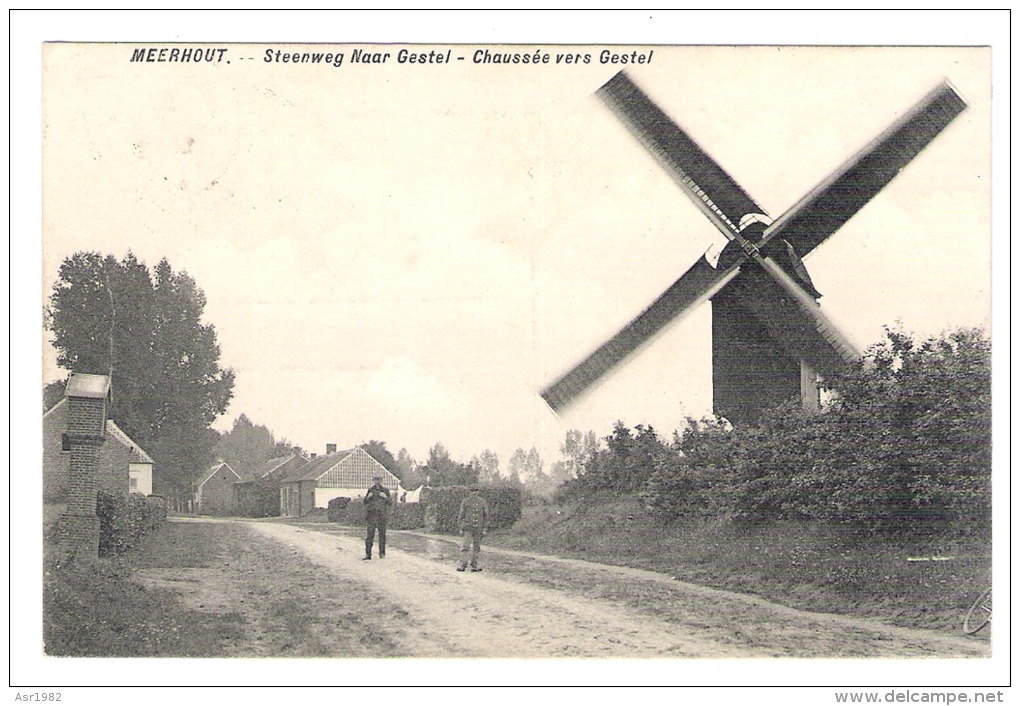 Meerhout : De Molen - Windmolen - Moulin .  Steenweg Naar Gestel  . Feldpost ( Zie Scan ) Topkaart  Staat  : Zeer Goed . - Meerhout