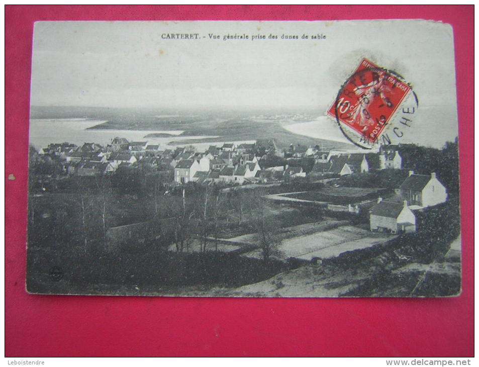 CPA 50  CARTERET  VUE GENERALE PRISE DES DUNES DE SABLE   VOYAGEE 1912 TIMBRE - Carteret