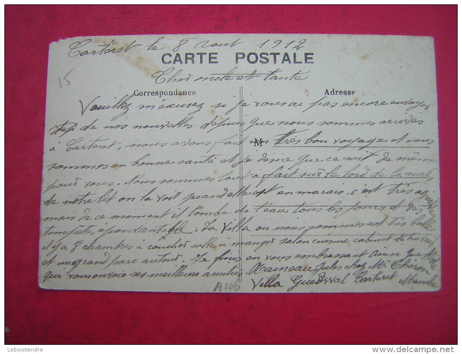 CPA 50  CARTERET  VUE GENERALE PRISE DES DUNES DE SABLE   VOYAGEE 1912 TIMBRE - Carteret