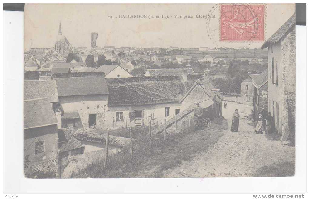 CPA-28-1907-GALLARDON-VUE PRISE CLOS-JOINT-ANIMEE-DES FEMMES SUR LE CHEMIN - Autres & Non Classés