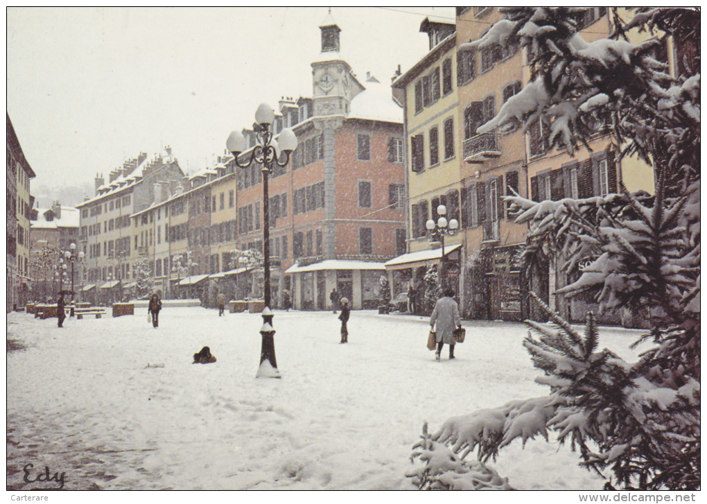 Savoie,chambéry,jour De Neige Sur La Place Saint Léger,édition Edy,photo S MARMOUNIER,73 - Chambery