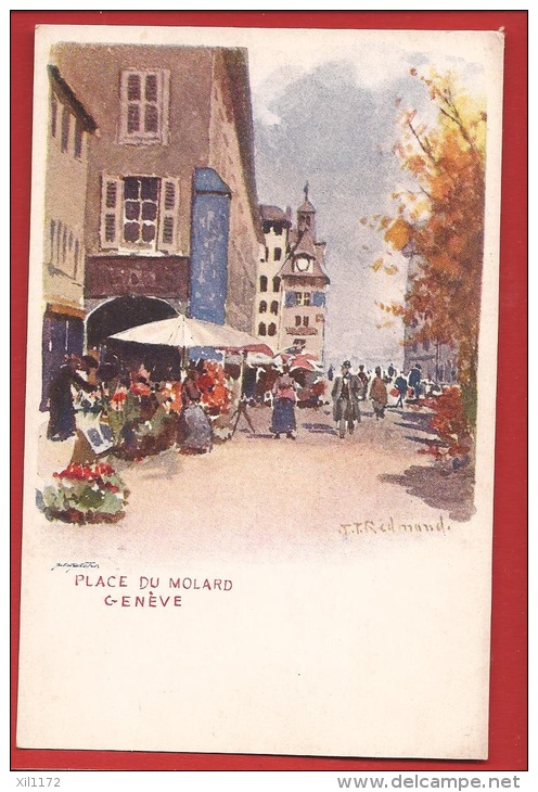 AGE-006 Litho Place Du Molard Genève, De Redmond, Non Circulé. Précurseur. - Genève