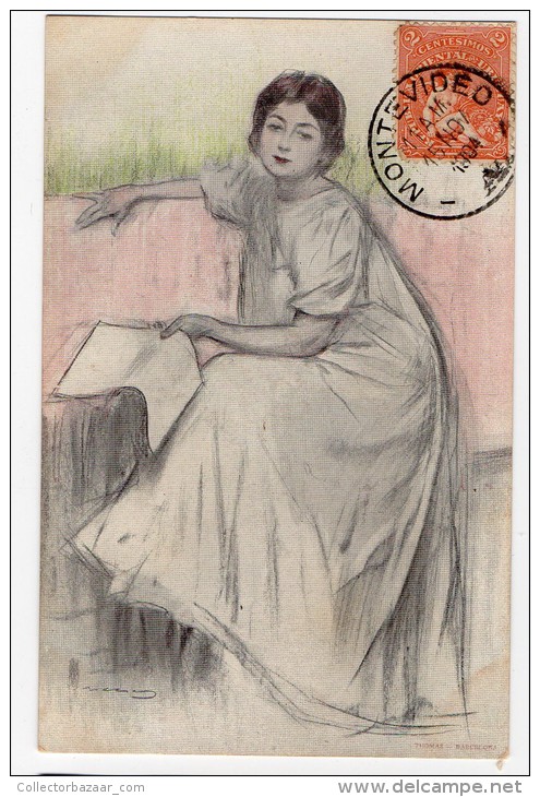 Woman Girl Ramon Casas Artist Signed Illustrator Rêveuses Vintage Original Postcard Cpa Ak (W3_2952) - Casas