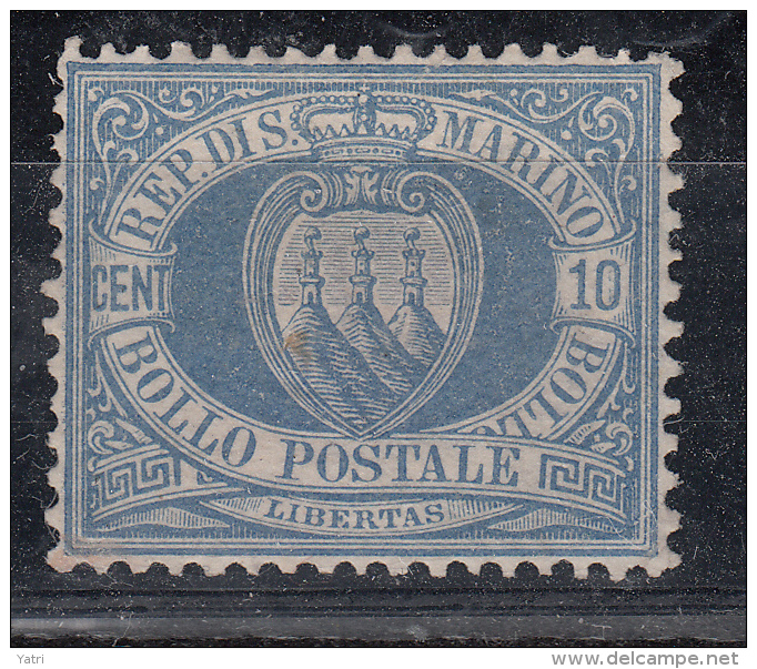 Rep. Di San Marino - 1877 - 10 Cent. Sass. 3a ** Perizia Sottoriva - Neufs