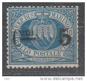 Rep. Di San Marino - 1892 - 5 Cent. Su 10 Cent. Sass. 8 (varietà8x) - Siglato Gazzi E A. Diena - Neufs