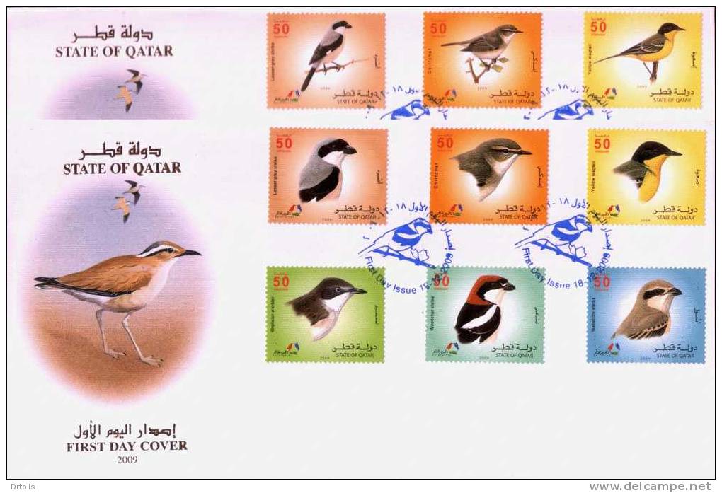 QATAR / 2009 / BIRDS / VOGELS / COMPLETE SET OF 3 FDCs FOR THE SET ; THE BOOKLET & THE MS / 5 SCANS . - Qatar