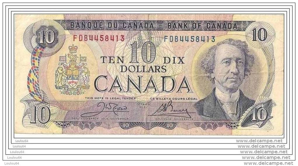 CANADA -10 Dollars 1971 - N° FDB4458413 - Superbe  - - Canada