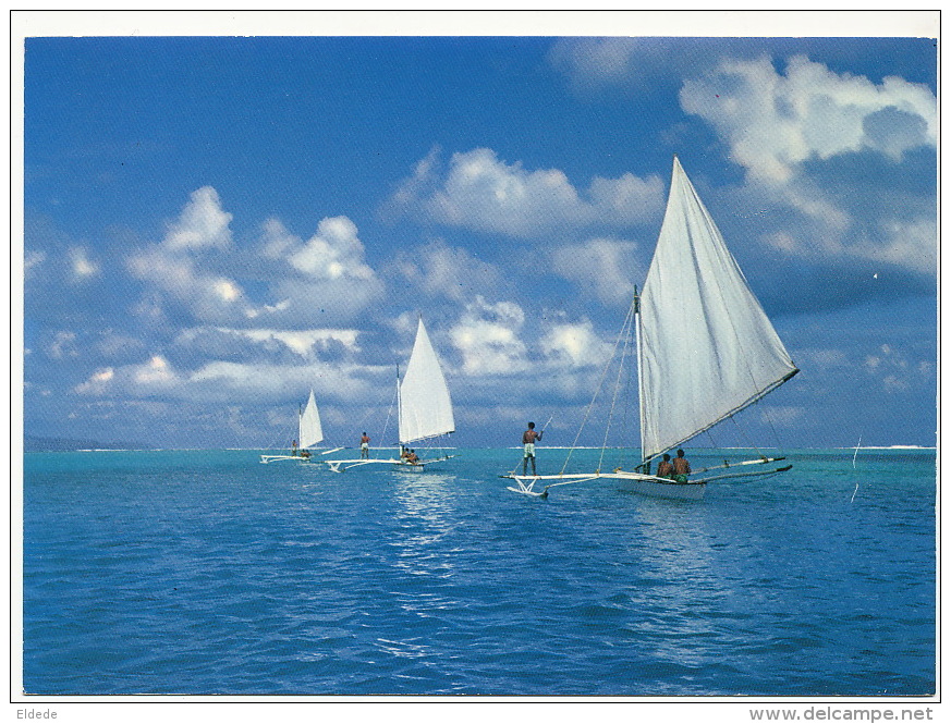 Tahiti Serie 3 Cpsm Vue Aerienne Papeete Trimaran A Bora Bora Paysage Moorea - Tahiti