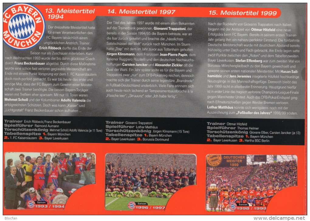 Edition 3 Fussball Meister FC Bayern München TK M 15-20/03 ** 180€ Deutschland Meisterschaft TC Soccer Telecards Germany - Colecciones