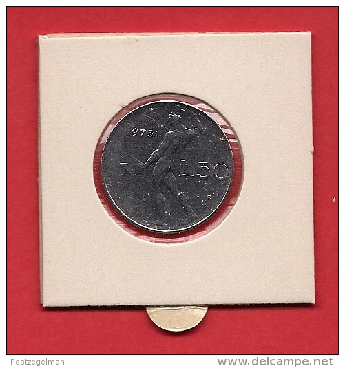 ITALY. 1975, Circulated Coin, 50 Lira Stainless Steel "R" Km95 - 50 Lire