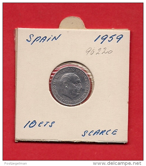 SPAIN. 1959   Circulated Coin XF, 10 Centimos Aluminium, Km790 - 10 Centiemen