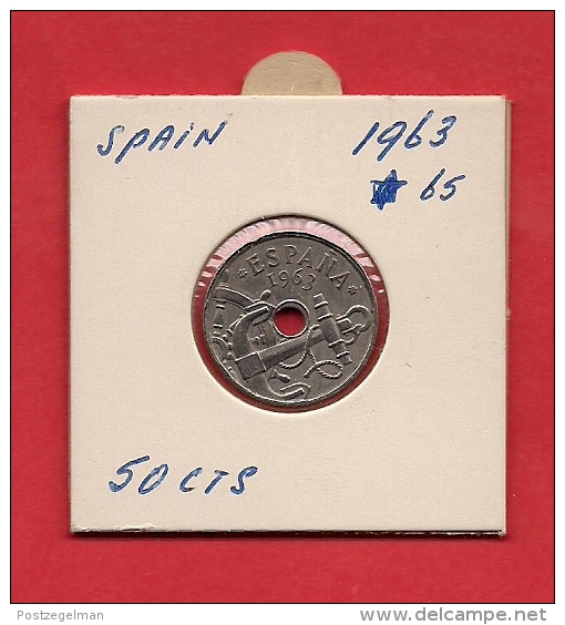 SPAIN. 1963   Circulated Coin XF, 50 Centimos Copper Nickel, Km777 - 50 Centimos