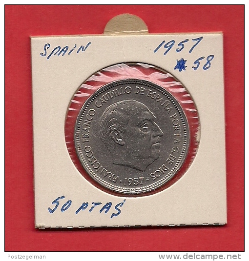 SPAIN. 1957,  Circulated Coin XF, 50 Pesetas, Copper Nickel, Km788 - 50 Pesetas