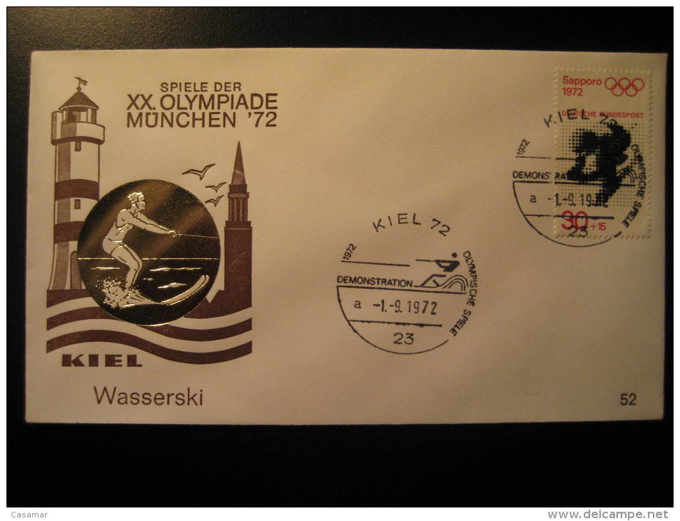 Kiel 1972 WATER SKIING Demonstration Ski Olympic Games Munchen Germany Olympics Cancel Cover - Ski Náutico