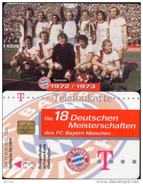 Team Fußball Meister FC Bayern München TK M 06/2003 O 20€ Deutschland Meisterschaft 1972/1973 TC Soccer Telecard Germany - Sport