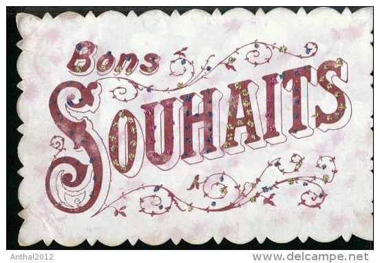 Carte Brodee Bons Souhaitis 1.1.1908 Belgieque 2 Scans Padlin ? - Festivals, Events