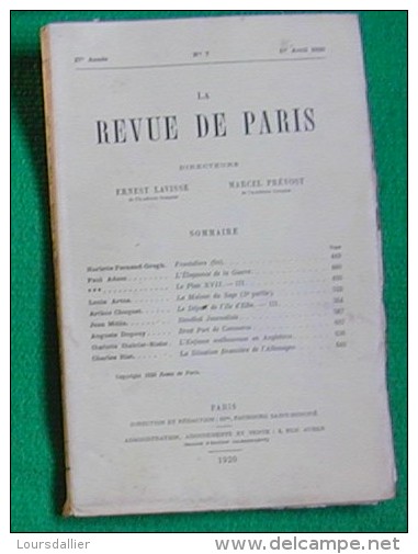 LA REVUE DE PARIS N°6 15 03 1920 ARTUS MILAN LOUIS BARTHOU FERNAND GREGH BRADA SCHOELL PATOUILLET - 1900 - 1949