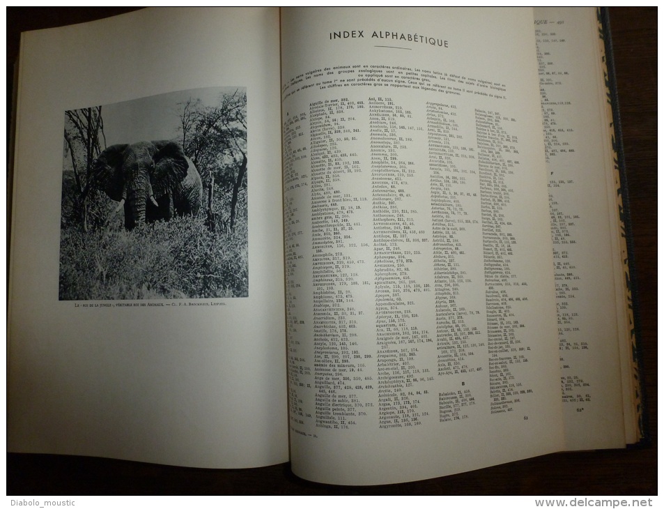 1950 LA VIE DES ANIMAUX  tomes I et II ,près de 2000 gravures  (poids des 2 livres = 4340g)  éd. Larousse,états superbes