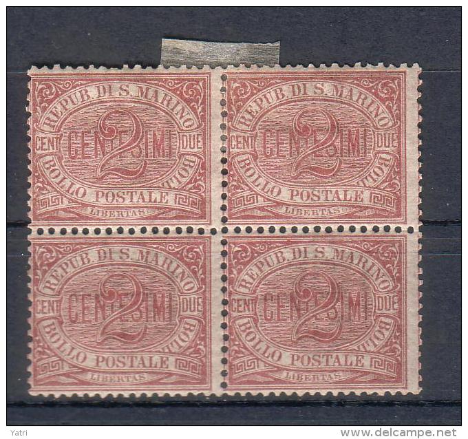 Rep. Di San Marino - 1894/99 - 2 Cent. Sass. 26 In Quartina */** - Neufs