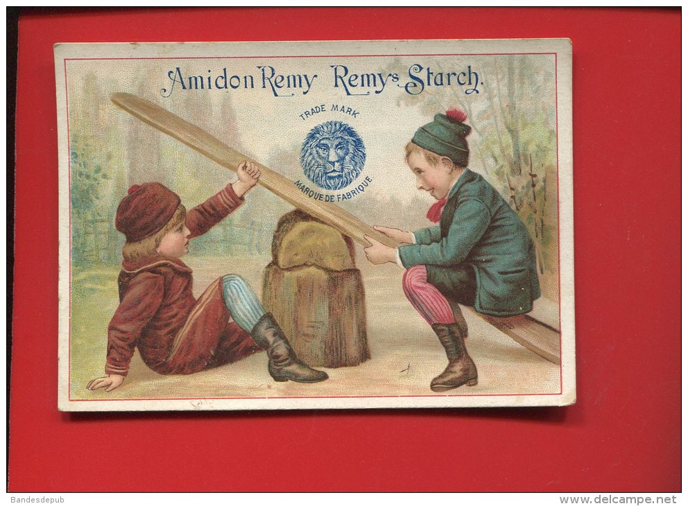 AMIDON REMY TETE LION JOLIE CHROMO CALENDRIER  JEU ENFANT BALANCE 1890 - Otros & Sin Clasificación