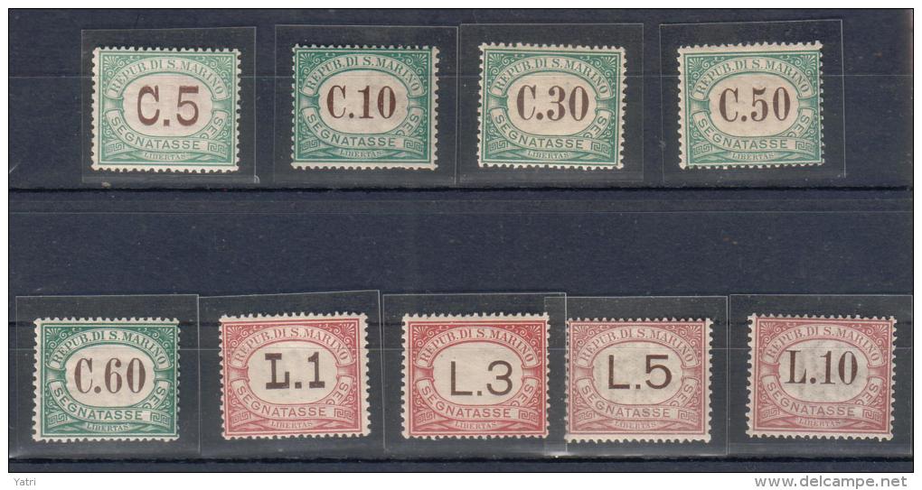 San Marino - 1924 - Segnatasse Sass. 1-9 ** - Centratura Buona - Postage Due