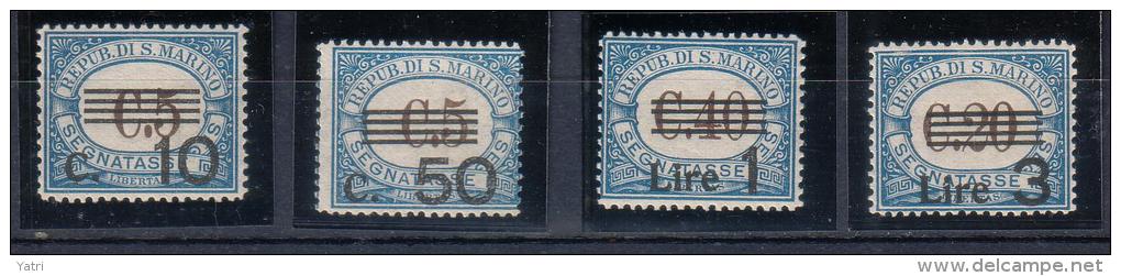 San Marino - 1924 - Segnatasse Sass. 60-63 ** - Ottima Centratura Del 3 Lire E Del 10 Centesimi - Impuestos
