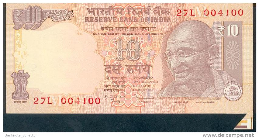 India, Indien, Wrong Cut Error Banknote, Fehlschnitt,10 Rupees, P. 95, Sign. 90, 2013, UNC ! - Indien