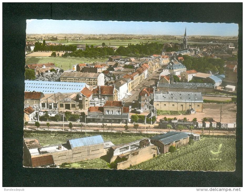 CPSM - En Avion Au-dessus De LAVENTIE (62) - La Gare ( Chemin De Fer Train Vue Aerienne LAPIE 13) - Altri & Non Classificati