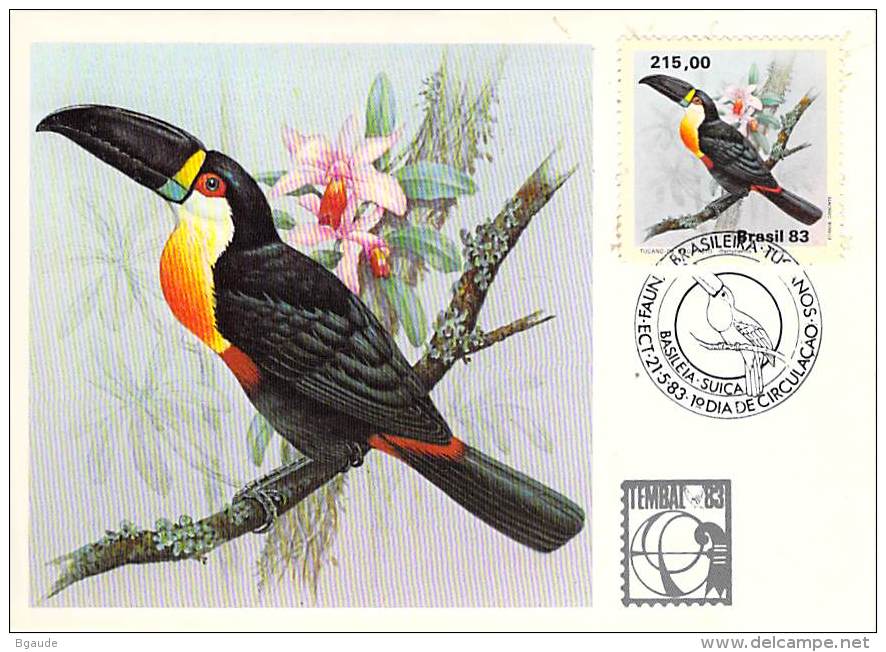 BRESIL CARTE MAXIMUM NUM.YVERT 1603 FAUNE OISEAU TOUCAN - Cartes-maximum