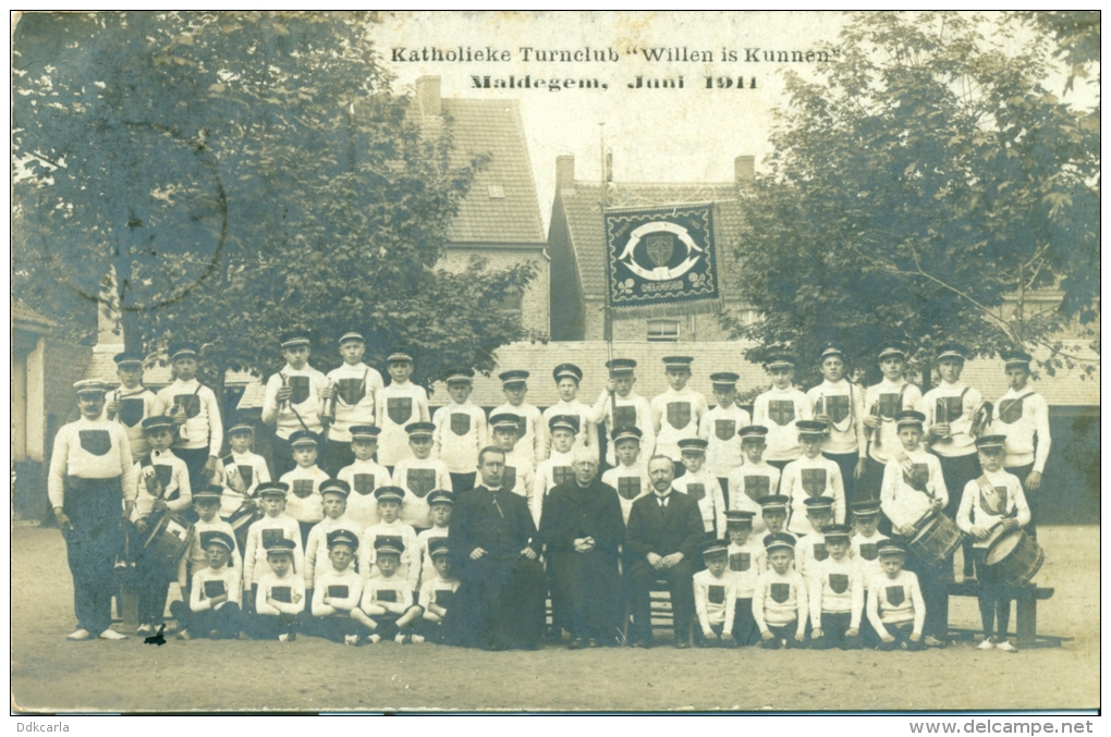 SUPER RARE Fotokaart - Maldegem Juni 1911 - Katholieke Turnclub "Willen Is Kunnen" - Maldegem