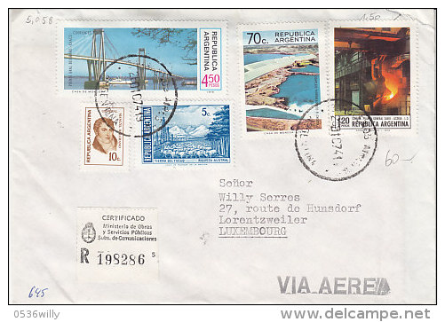 Argentinien 1967. R-Brief Nach Luxemburg (5.058) - Storia Postale