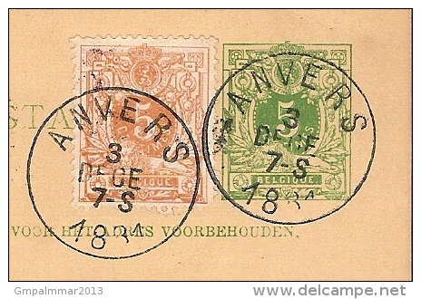 Postkaart Van Nr. 45 Gefrankeerd Met Nr. 28 Verstuurd In ANVERS Op 3/12/1884 Naar BERN (ZWITSERLAND) ! ZELDZAAM ! - 1869-1888 Lion Couché