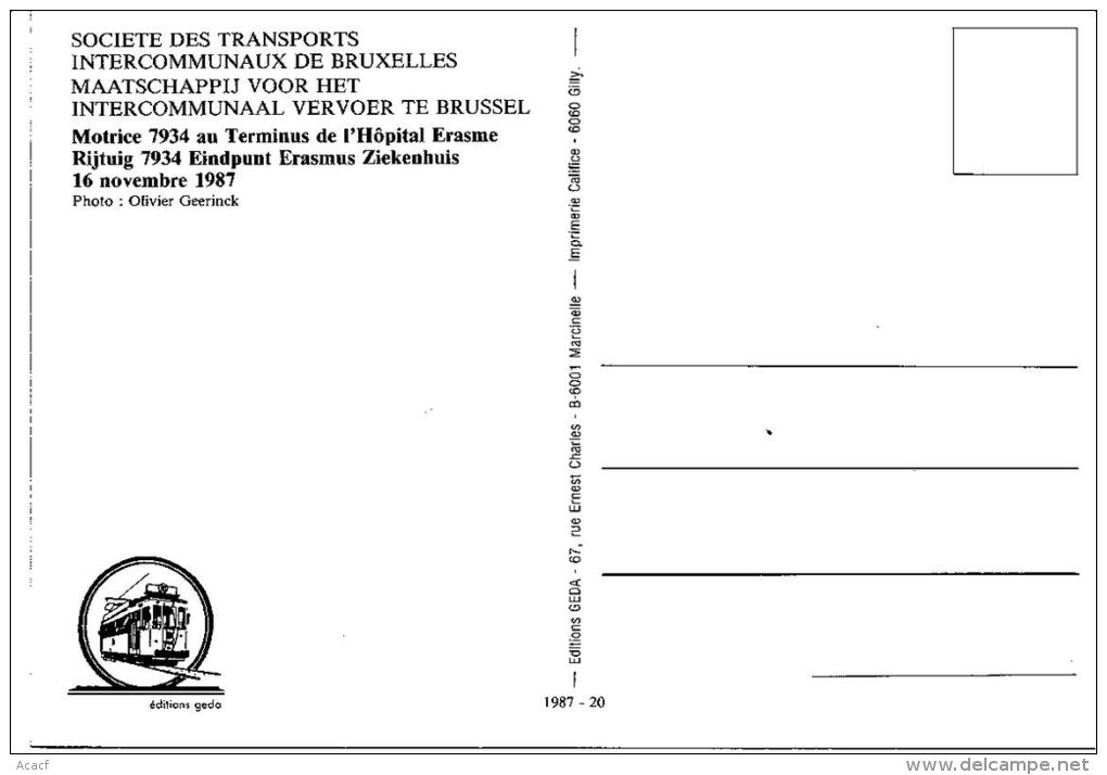 GEDA 1987-20 -  Motrice 7934 De Bruxelles, Au Terminus Hôpital Erasme (Belgique) - - Tramways