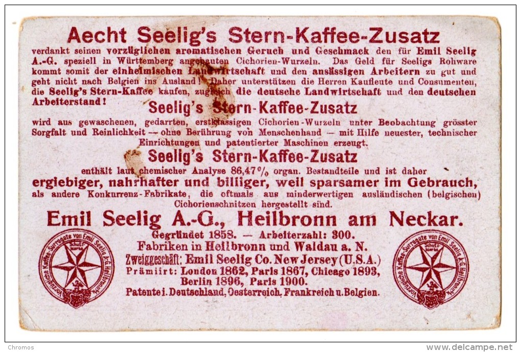 Chromo En Allemand D´ Allemagne Pour Seelig 's Stern Kaffee - Zusatz, Buren Krieg - Autres & Non Classés