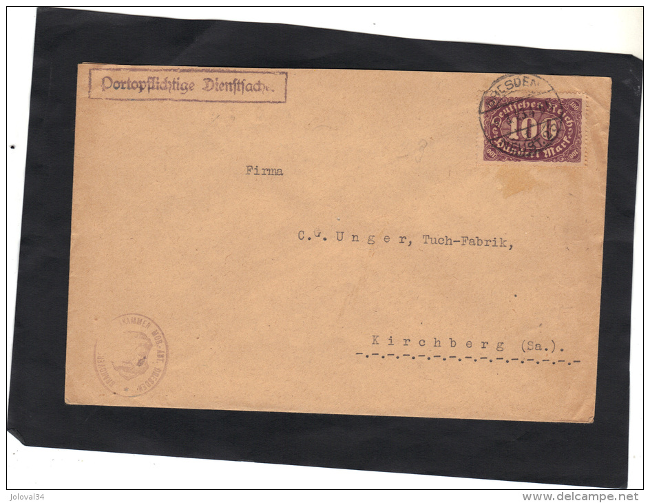 Allemagne - Lettre D´inflation De Dresden 1923 Pour Kirchberg - Briefe U. Dokumente