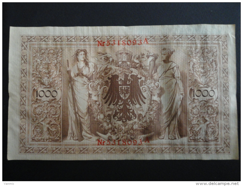 1910 A - Billet 1000 Mark - Allemagne - Série A : N° 5318093 A - Banknote Deutschland Germany - 1.000 Mark