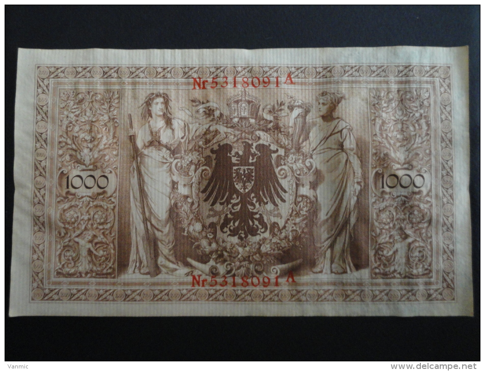 1910 A - 21 Avril 1910 - Billet 1000 Mark - Allemagne - Série A : N° 5318091 A - Banknote Deutschland Germany - 1000 Mark