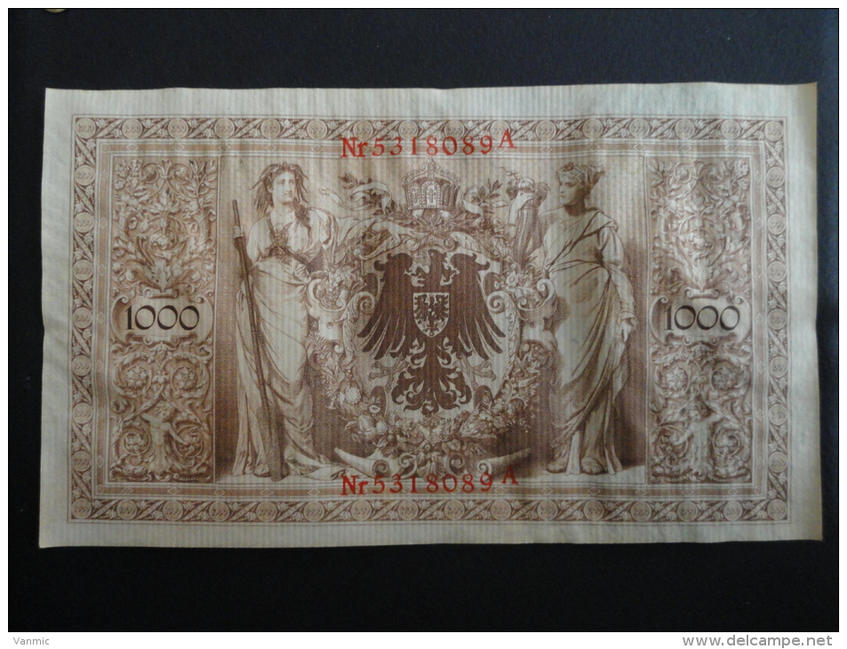 1910 A - 21 Avril 1910 - Billet 1000 Mark - Allemagne - Série A : N° 5318089 A - Banknote Deutschland Germany - 1000 Mark