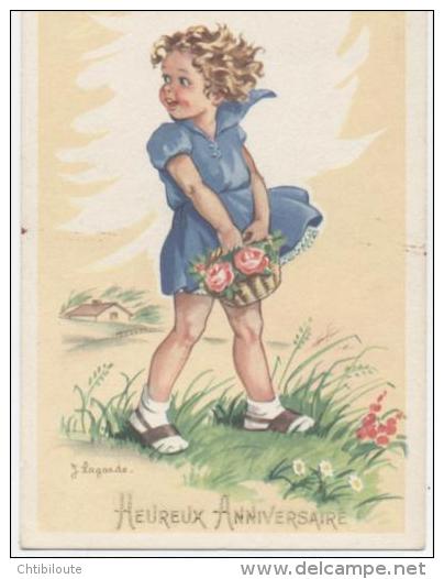 ILLUSTRATEUR  ILL 174   J . LAGARDE    "  ENFANTS /  HEUREUX ANNIVERSAIRE "  CPA 9 X 14  ETAT NEUF - Other & Unclassified